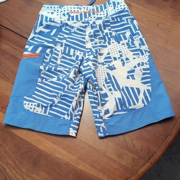 Under Armour Blue Print Swim Board Shorts Sz Youth Small - Picture 2 of 7